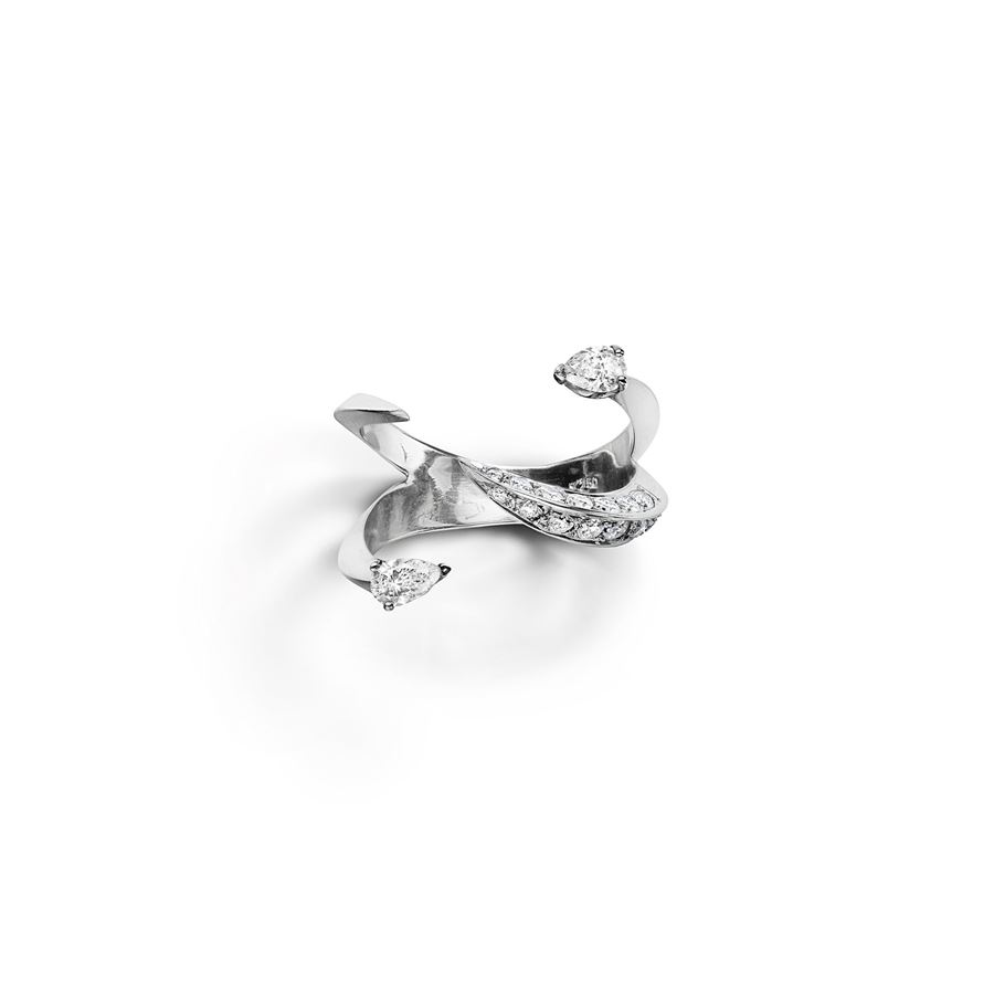 Anello 'Solis' quattro elementi con goccia e pavè SOLIS | AN4 2GC PVAU18B CT.0,34 + 0,30